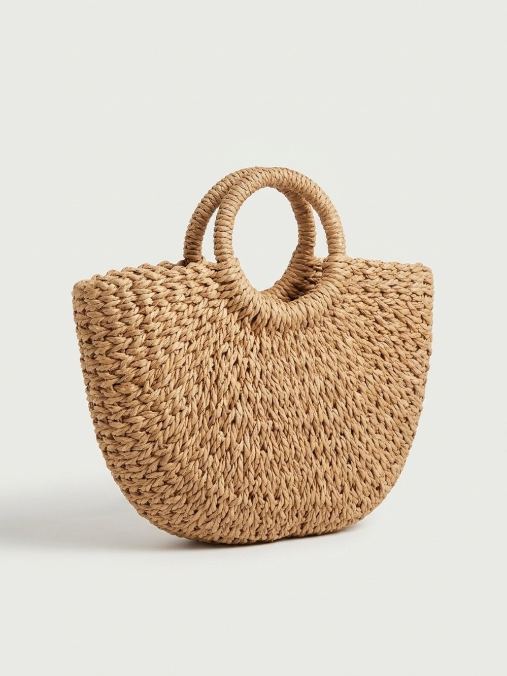 Woven Straw Tote Bag in Natural Tan